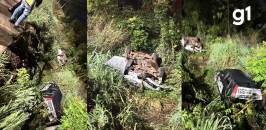 Nove pessoas ficam feridas após carros caírem em ribanceira em MT
