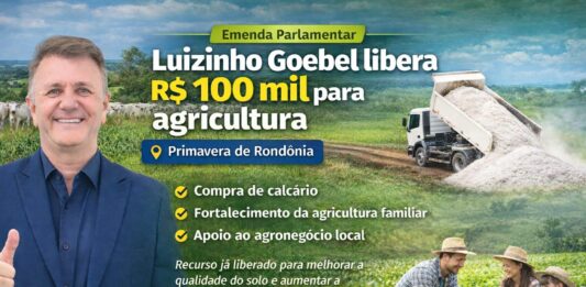 Luizinho Goebel libera R$ 100 mil para compra de calcário e fortalecimento da agricultura em Primavera de Rondônia