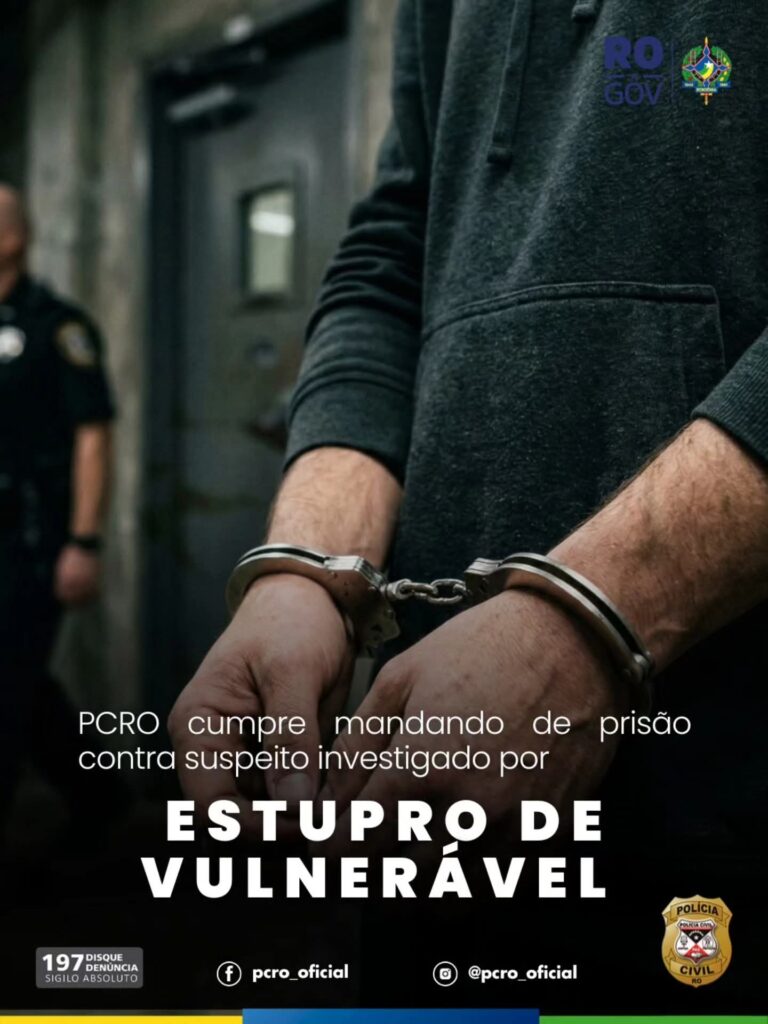 Polícia Civil cumpre mandado de prisão por estupro de vulnerável