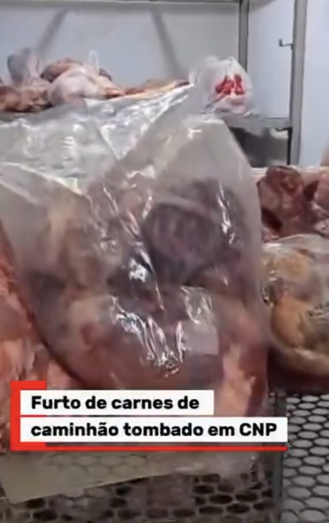 Polícia prende 11 suspeitos de saquear carga de carne após acidente na MT-235, em Campo Novo do Parecis