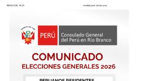 Eleições Gerais no Perú acontecem no domingo 12 de abril de 2026