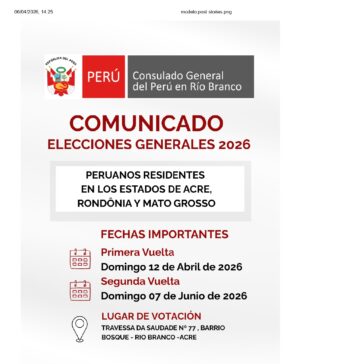 Eleições Gerais no Perú acontecem no domingo 12 de abril de 2026