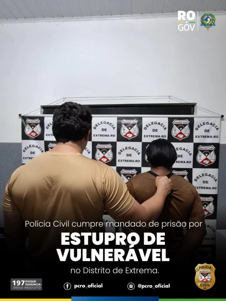 Polícia Civil cumpre mandado de prisão contra investigado por estupro de vulnerável