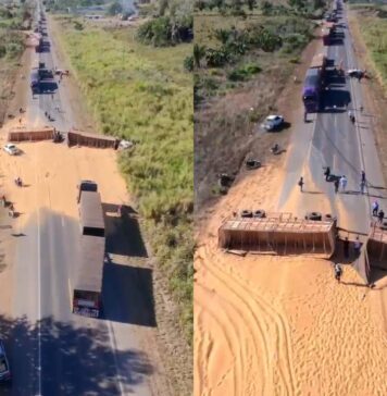 Acidente entre caminhão e carro deixa uma pessoa morta e três feridas na BR-364 em RO