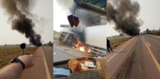 PRF confirma três mortes em acidente com caminhões em chamas na BR-364 em Rondônia